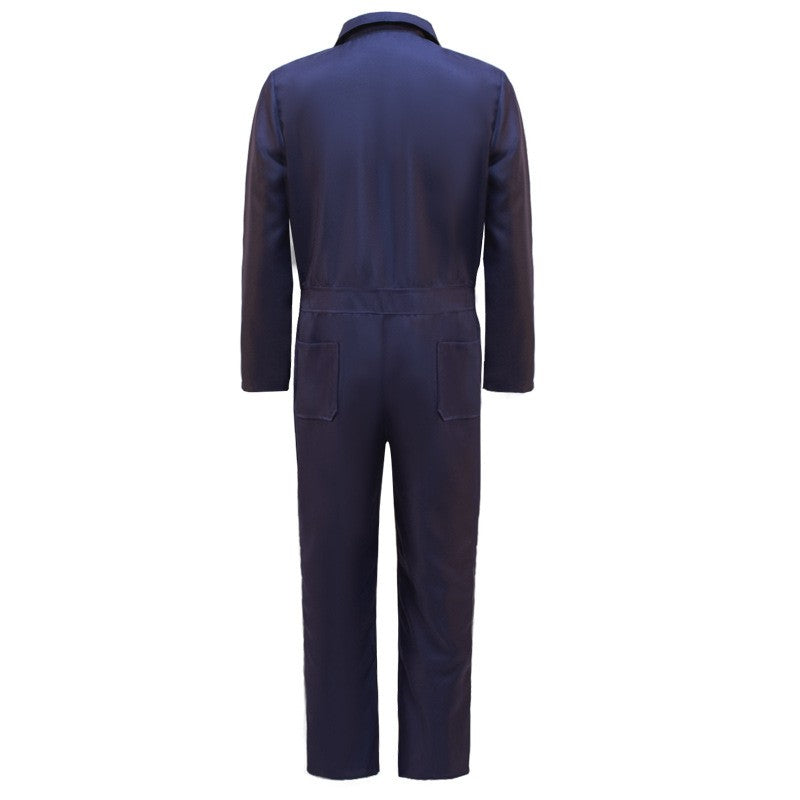 Unisex Navy Blue Work Coverall Jumpsuit Horror Movie Character Role Play Costume Mechanic Pilot Uniform Halloween Cosplay Outfit