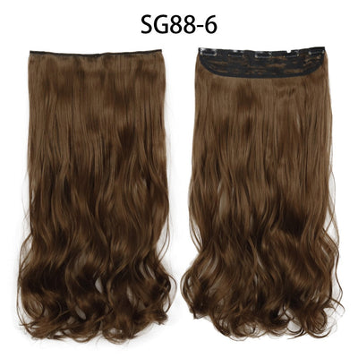 Synthetic Long Straight 5 Clip In Hair Extensions 22’‘ High Resistant Temperature Fiber Black Brown Blonde Hairpiece