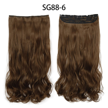 Synthetic Long Straight 5 Clip In Hair Extensions 22’‘ High Resistant Temperature Fiber Black Brown Blonde Hairpiece
