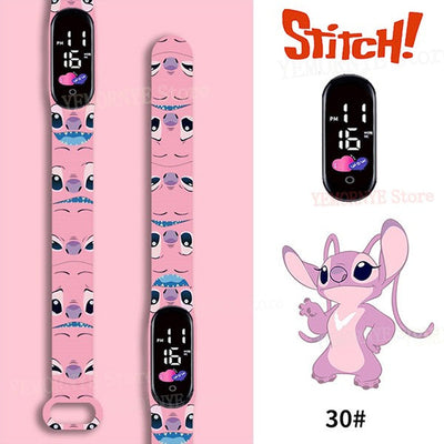 Disney Stitch Digital Kids' Watches Anime Figures LED Luminous Watch Touch Waterproof Electronic Sports Watch Kids Birthday Gift