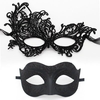 2Pcs Couples Gold Purple Black Blue Lace Masks Butterfly Venetian Face Cover for Mardi Gras Halloween Masquerade Party Costume