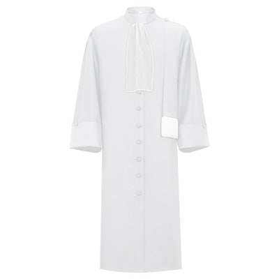 Barrister Robe Medieval Lawyer Costume with Pleated Jabot Collar Clergy Choir Robe Vintage Priest Cosplay Outfit