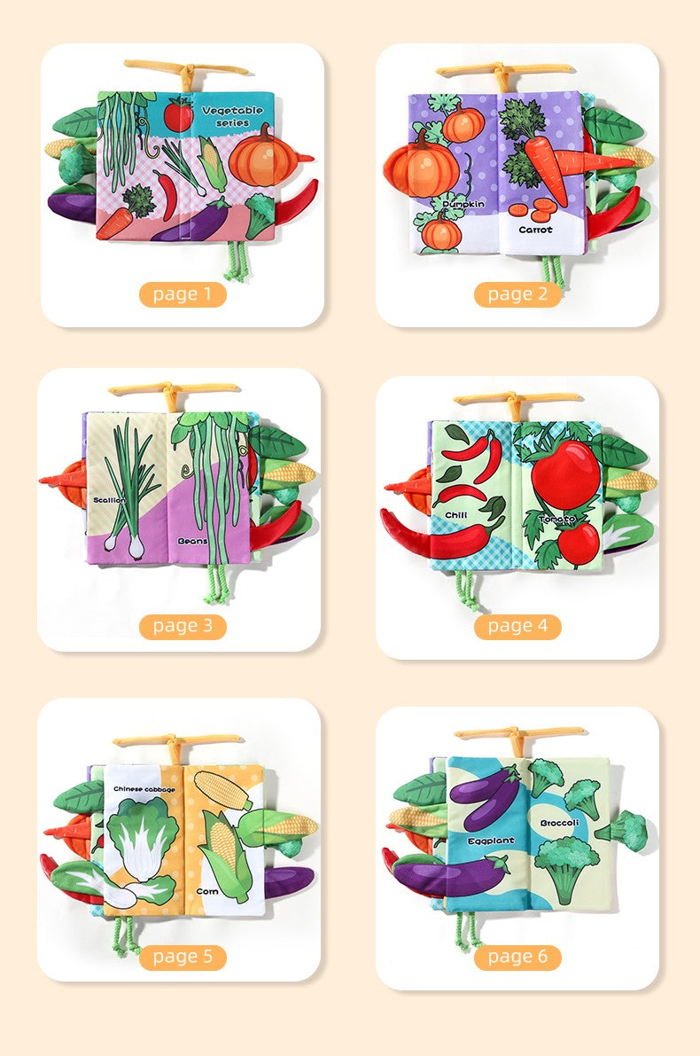 Baby Cloth Book 6-page 0-3 Year Old Infant Early Education Toys Vegetable Enlightenment Cognition Cloth Book Baby Toys