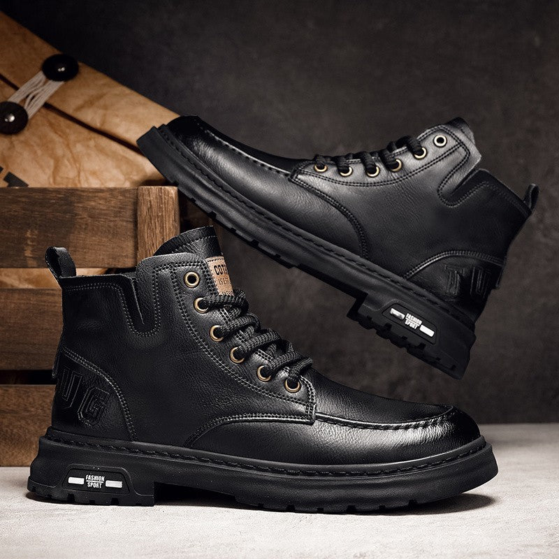 Hot Sale Brown Men's Boots Comfort Outdoor Men Motorcycle Boots Casual Lace-Up Ankle Boots Man Platform Boots botas para hombre