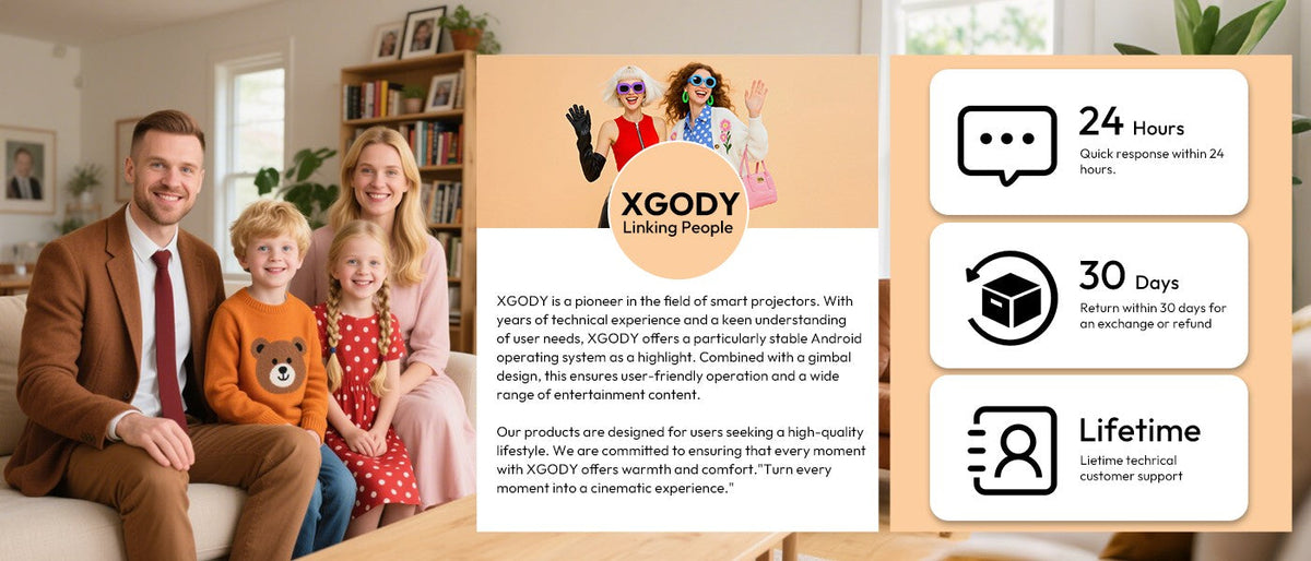 XGODY Projector N6 Pro Netflix Officially 4K Voice Control Smart Android TV Whale OS 32GB ROM for Outdoor Movie Home Theater