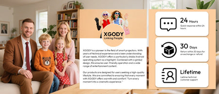 XGODY Projector N6 Pro Netflix Officially 4K Voice Control Smart Android TV Whale OS 32GB ROM for Outdoor Movie Home Theater
