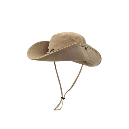 Breathable Western Cowboy Hat Adjustable Retro Wide Brim Sun Hat Mountaineering Anti UV Fisherman Sunshade Cap Unisex