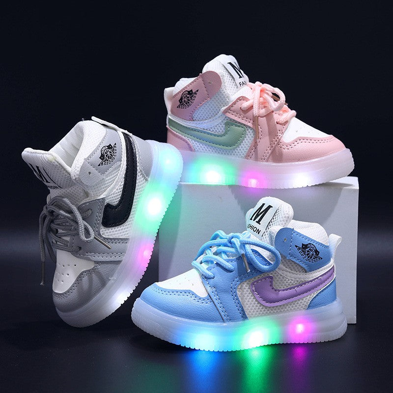 Children Shoe Spring and Autumn Boys Girls Lighted Sneakers Glowing Shoe Soft Soled Breathable Casual Infant Toddler Shoes