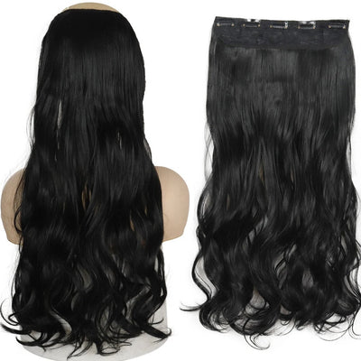 Long Straight Hairstyle 5 Clip Natural Hair Extension Synthetic Fiber Heat-Resistant Hairpiece 22"32" Black Brown Blonde
