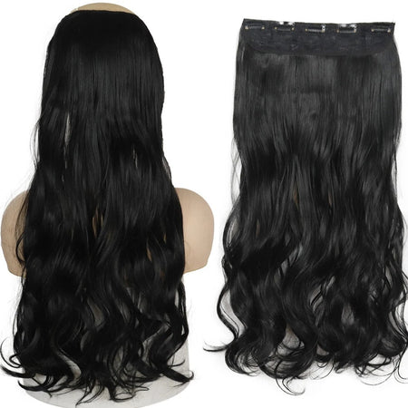 Long Straight Hairstyle 5 Clip Natural Hair Extension Synthetic Fiber Heat-Resistant Hairpiece 22"32" Black Brown Blonde