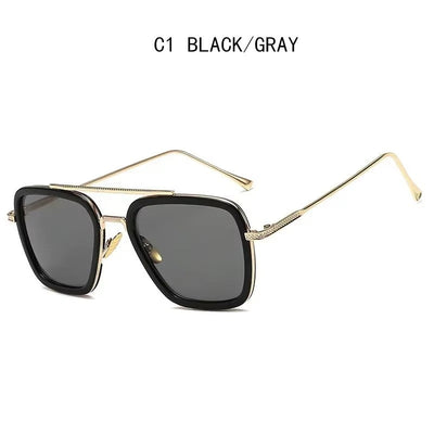 Fashion Steampunk Men Sunglasses Tony Stark Iron Man Sun Glasses Vintage Metal Eyewear Steam Punk Sunglass UV400 Male Gafas