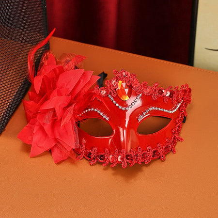Luxury Flower Rhinestone Masquerade Mask, Elegant Venetian Half Face Mask for Women Halloween Party, Wedding and Themed Events