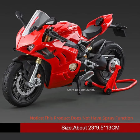 1:9 Scale 1299 V4S Miniature Motorbike Toy Models Alloy Diecast Sound Light Shock Absorption Ornament Motorcycles for Kids Gifts
