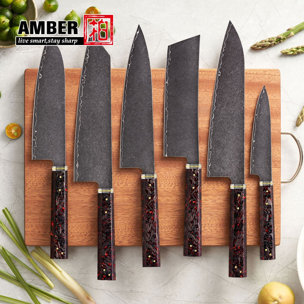 Kitchen Knife Set 1-6PC Damascus 3-layer cladding Steel knives Kitchen Accessories Professional Chef knives Cooking Tools