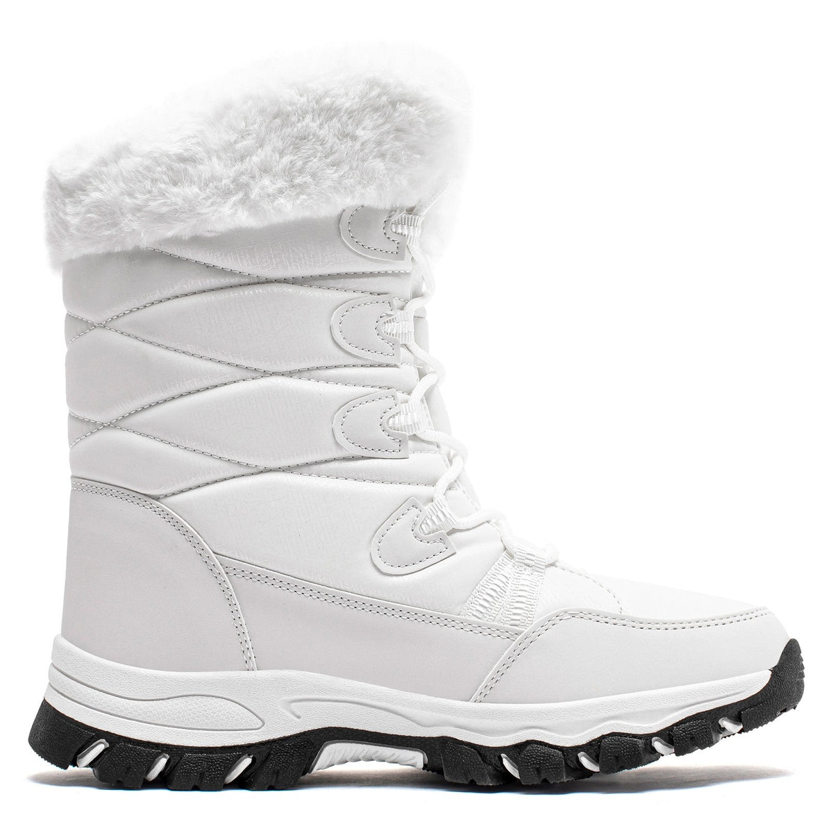 HOBIBEAR Womens Winter Snow Boots Waterproof Outdoor Warm Faux Fur Lined Shoes Non-Slip Lace-Up Boots