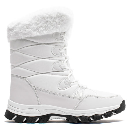 HOBIBEAR Womens Winter Snow Boots Waterproof Outdoor Warm Faux Fur Lined Shoes Non-Slip Lace-Up Boots