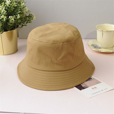 Cotton Summer Foldable Bucket Hat Unisex Women Outdoor Sunscreen Hat Pure Color Fishing Hunting Cap Men Basin Chapeau Beach Cap