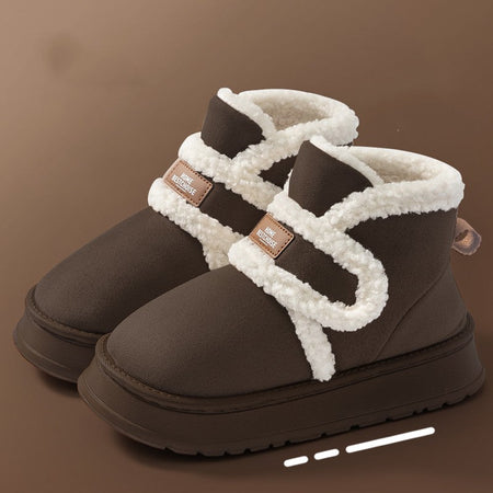 Thick Soled Snow Boots For Women Fluffy Plush Faux Fur Soft Slippers Winter Indoor Comfortable Home Non-slip Cotton Shoes