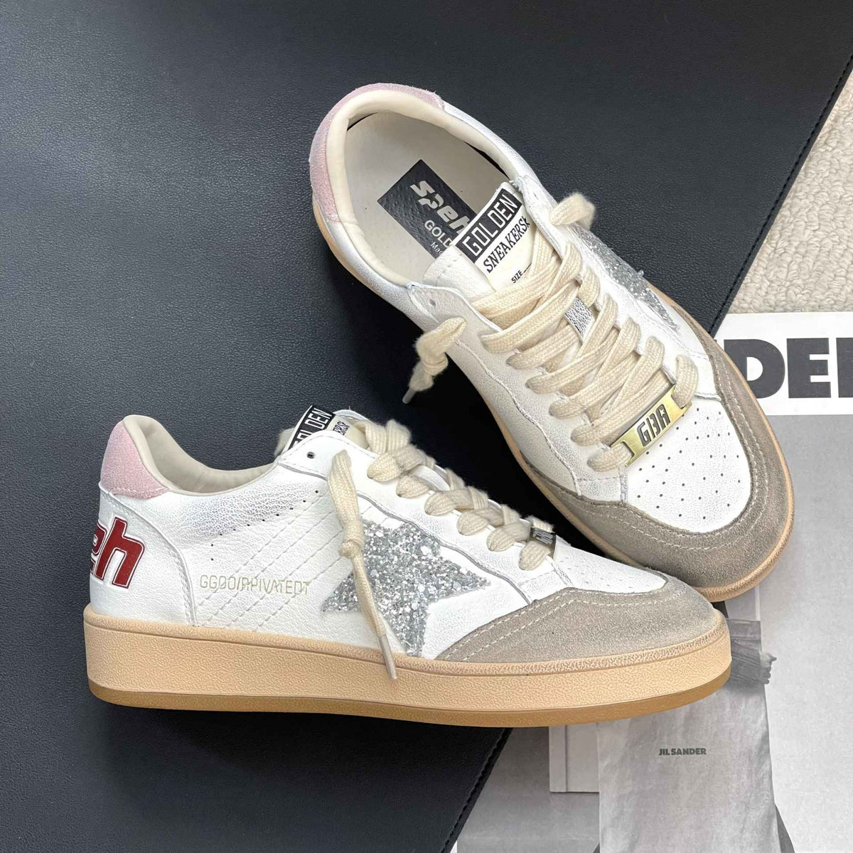 Casual Leather Pigskin Star Shoes Patchwork Color Rubbed Doing Old Flat College Style Women's White Shoes