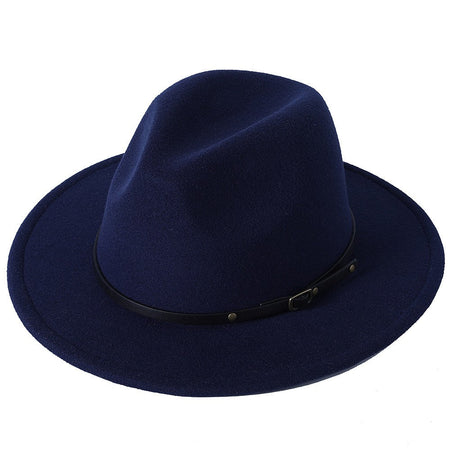 Fedora hat jazz hat men and women classic black leather belt Fedora Panama women autumn and winter Panama hat wholesale