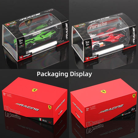 Bburago 1:43 Race Car Model With Dust Cover Series Alloy Miniature Diecast Racing Static Toy 499P 296 GT3 963 911 GT3 SC63 Fxxk
