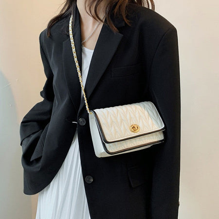 New Fashion Women's Shoulder Bag Simple Chain Texture Small Square Bag Light Luxury Party Crossbody Bag Purses and Handbags