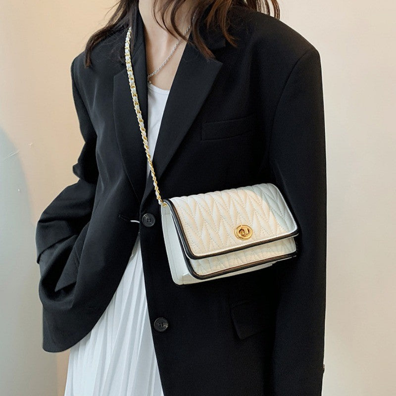 New Fashion Women's Shoulder Bag Simple Chain Texture Small Square Bag Light Luxury Party Crossbody Bag Purses and Handbags