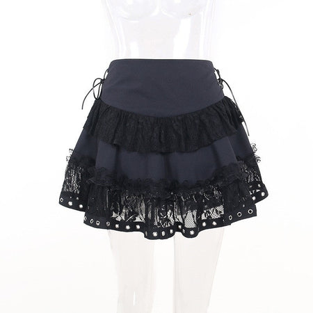 Zipper Front Women's Punk Vintage High Wasit Skirt Japanese Style Kawaii Black Harajuku Gothic Skater Cosplay Mini Skirts