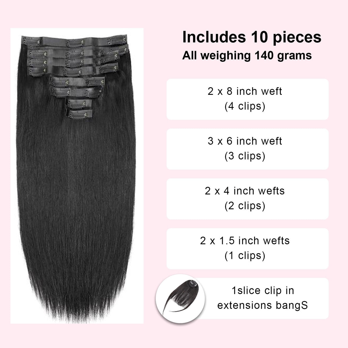 Bone Straight Clip In Human Hair 2/3/5 Pcs/Set 100% Nature Unprocessed Brazilian Virgin Clip on Weave Hair Extension for Women