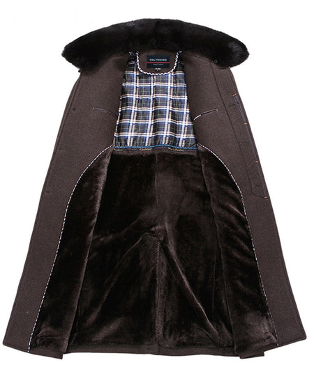winter jackets men thicken woolen coat long outwear male warm overcoats fur wool & blends mens clothing l-4xl #18168 Holyrising
