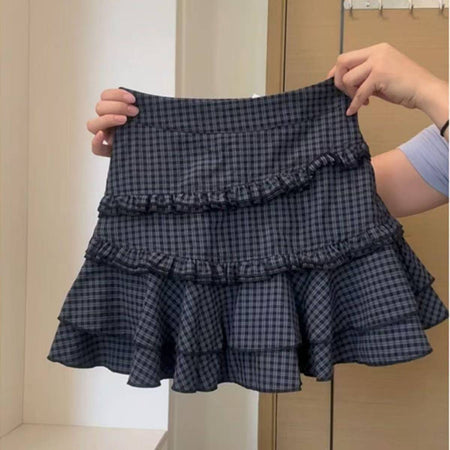 Sweet Cute Lace Cake Skirt Kawaii Lolita Japanese Mini Layered Ruffles Skirts Y2k Harajuku Casual Women Summer 2025 Skirts