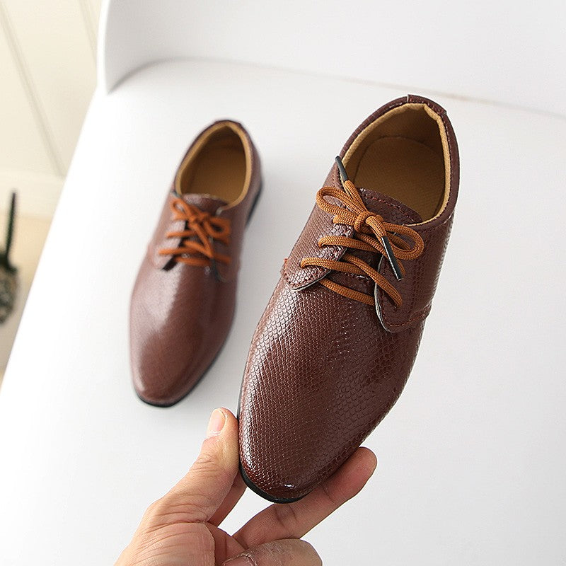 Iawesome Boys Leather Shoes Kids Flats Lace-up Children's Wedding Shoes For Toddlers Boy Big Boys Fashion For Performance