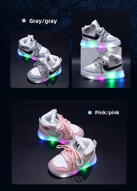 Children Shoe Spring and Autumn Boys Girls Lighted Sneakers Glowing Shoe Soft Soled Breathable Casual Infant Toddler Shoes