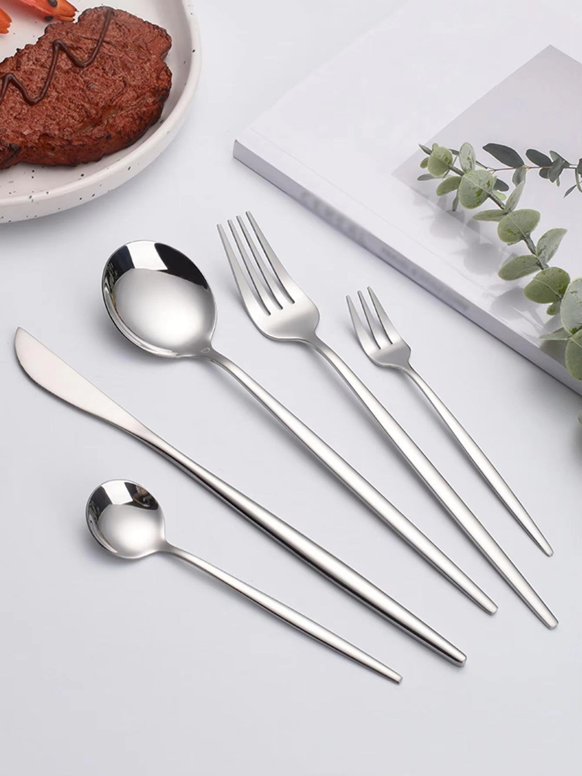 24Pcs Stainless Steel Dinnerware Set Black Gold Cutlery Spoon Fork Knife Western Cutleri Silverware Flatware Tableware Supplies