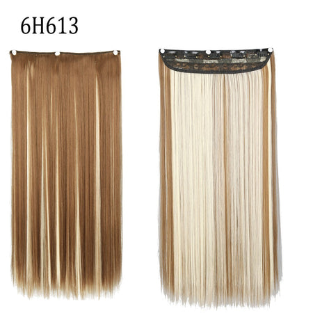 Synthetic Long Straight 5 Clip In Hair Extensions 22’‘ High Resistant Temperature Fiber Black Brown Blonde Hairpiece