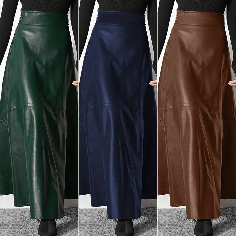 ZANZEA Women's PU Leather Maxi Skirt 2023 Spring Elegant OL Long Saias Fashion Solid Mujer Faldas Casual High Waist Zipper Jupe