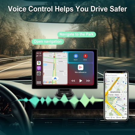 Portable 9" Car Mirror Radio Multimedia Video Player Universal Wireless CarPlay Android Auto Screen Bluetooth AUX TF GPS DVR