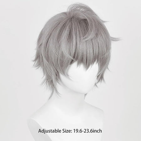 Unisex Short Blonde Wig for Cosplay Costumes Synthetic Fiber Wig with Bangs Halloween Party Anime Wig
