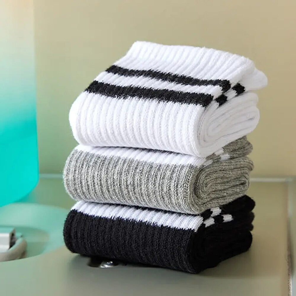 6 Pairs Women's Mid Socks Solid Color Breathable Comfortable In Autumn Winter Sweat Absorbing High-Quality Casual Socks Sports