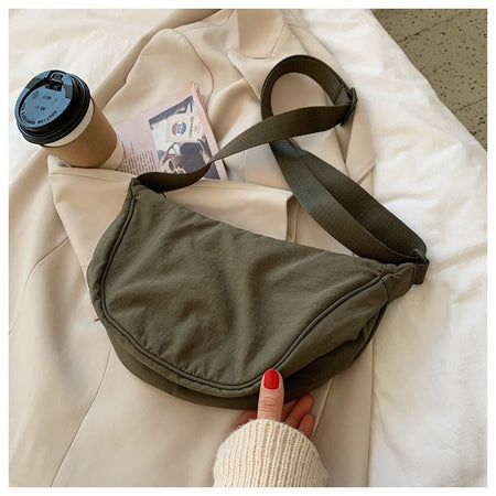 Upgraded Version Simple Design Women's Messenger Bag Nylon Hobos Small Shoulder Bags Vintage Female Girls Purse Cloth Handbags