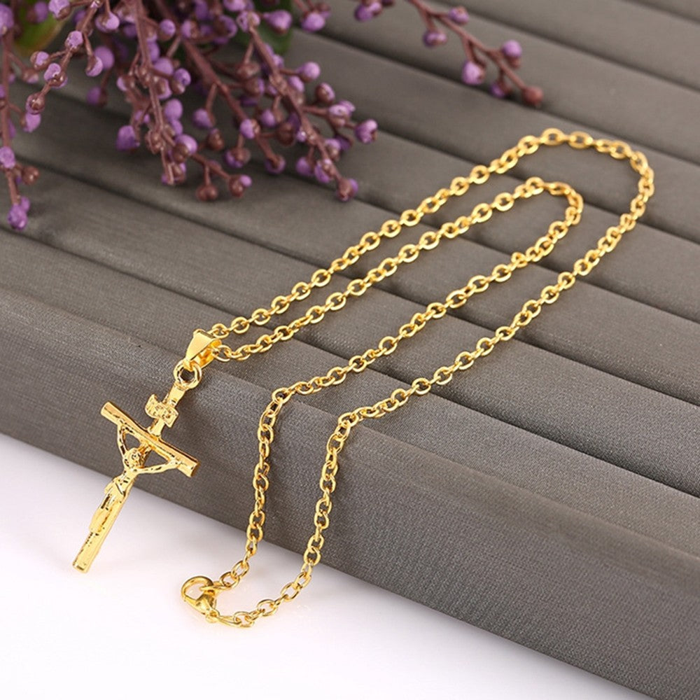 Fashion Gold Color Choker Jewelry Gift INRI Cross Necklaces & Pendants Women Men Gifts