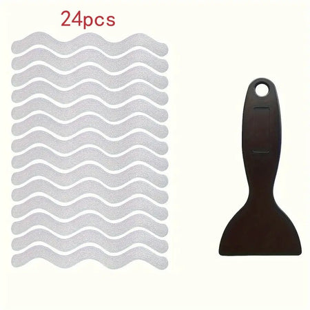 24Pcs Anti Slip Strips S-shaped Colorful Shower Stickers Bathtub Shower Stair Floor Safety Tape Bathroom Mats Bath Supplies