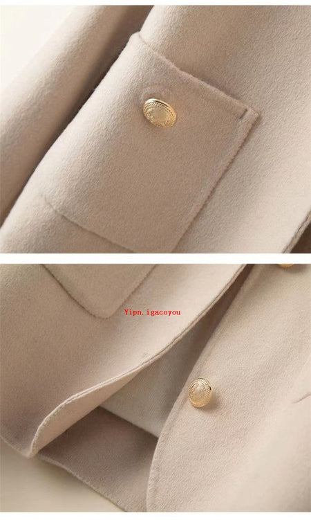 Spring Autumn 2025 New O-Neck Woolen Short Coat Women Female Korean Fashion Single-Breasted High-Quality Wool Jacket Female B733