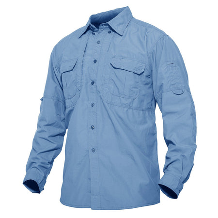 TACVASEN Mens Long Sleeve Shirts Summer Lightweight Quick Drying Shirt Hiking Nylon Shirts Long Sleeve Outdoor Work Cargo Shirts