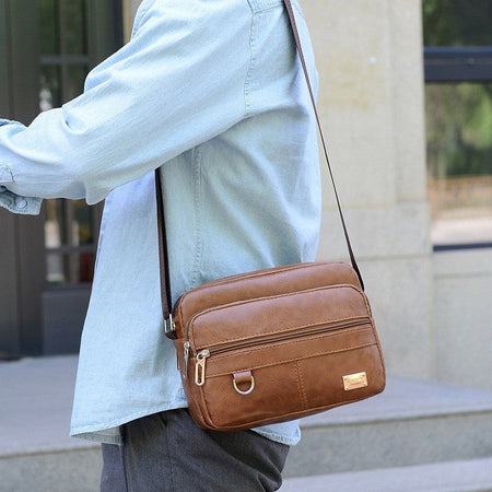 Men's PU Leather Crossbody Shoulder Bags High quality Tote Fashion Business Man Messenger Bag  Leather Bags fanny pack