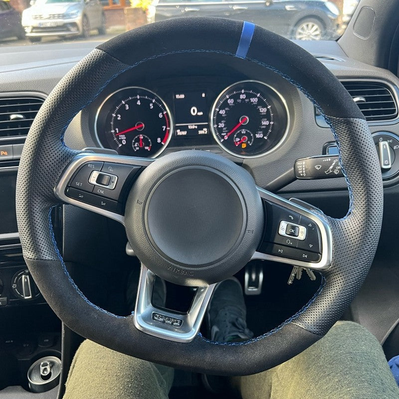 Customized Car Steering Wheel Cover Hand Sewing Braid Suede For Volkswagen Golf 7 GTI Golf R MK7 VW Polo GTI Scirocco 2015 2016