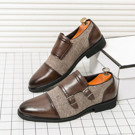Spring Italian Double Button Loafers High-quality Blue Leather Shoes for Men Men Leather Shoes Patent Mens Wedding Dress Shoes