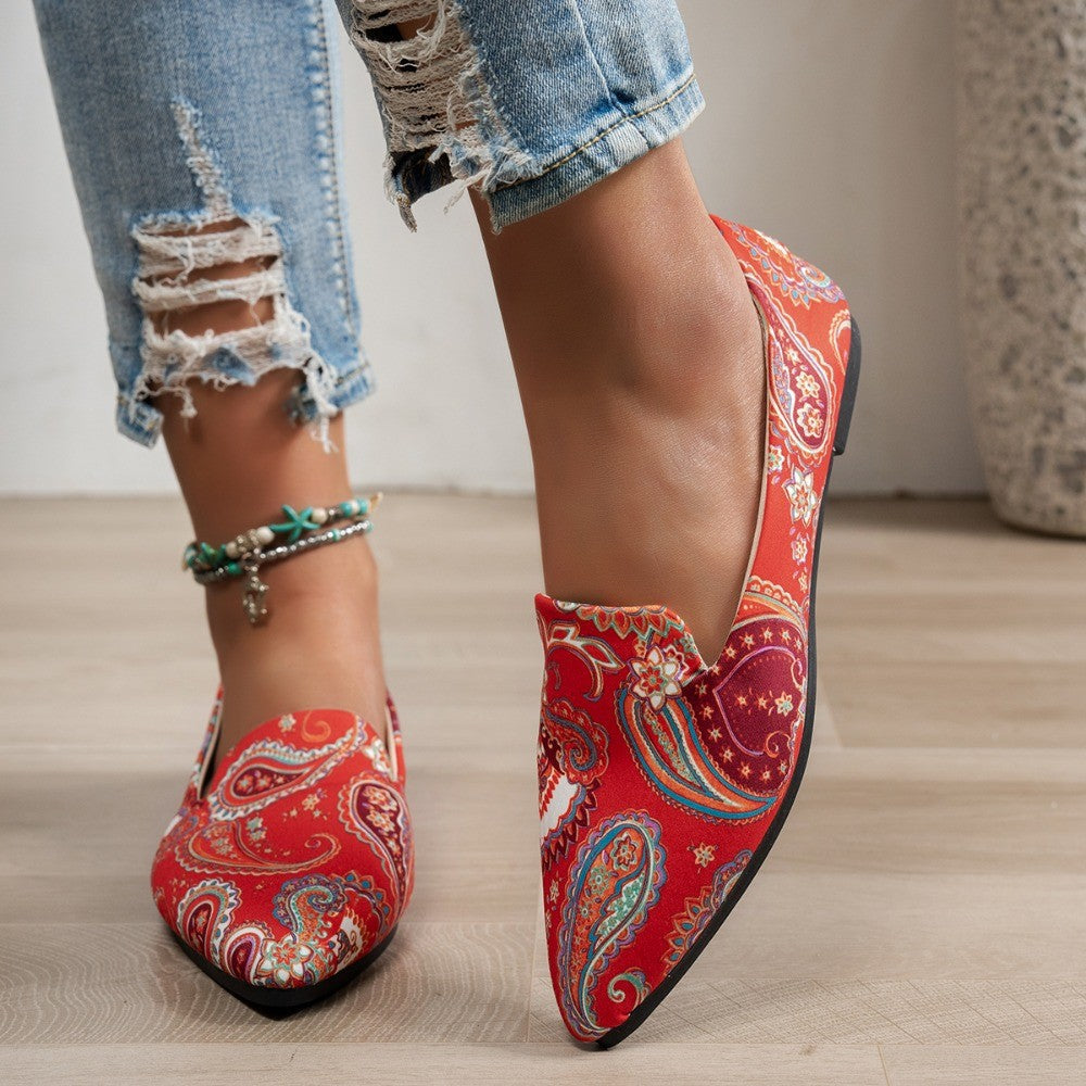 Loafers Women's Flats Leopard Floral Print Pointed Toe Casual Women Shoes New Comfortable Walking Mujer Zapatos Footwear
