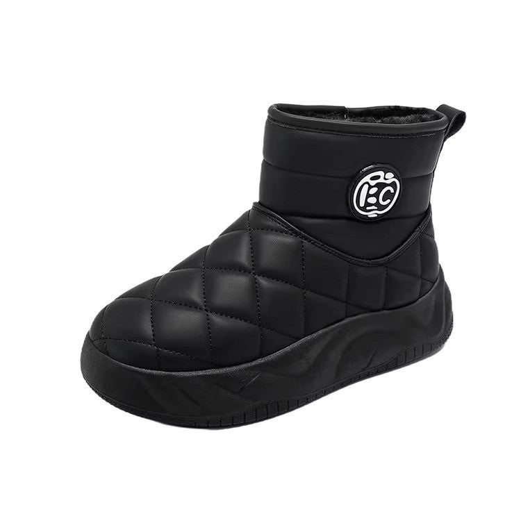 Thick-soled plush loafers, waterproof and warm snow boots for women, new winter fashion cotton shoes, Korean-style short boots
