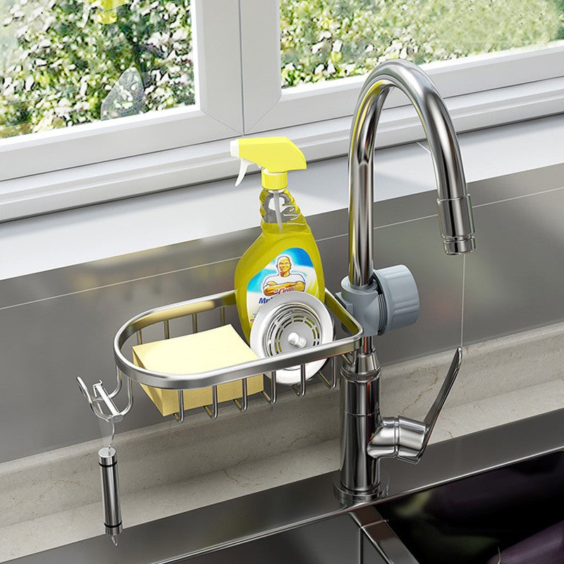 Bathroom Faucet Storage Rack Shower Shampoo Soap Holder Adjustable Kitchen Sink Rag Sponge Drain Rack Bathroom Accessories